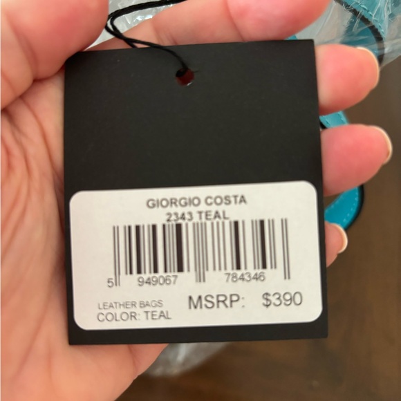Giorgio Costa Teal Tote Bag NWT (MSRP $390) Yours $50 - Picture 3 of 7